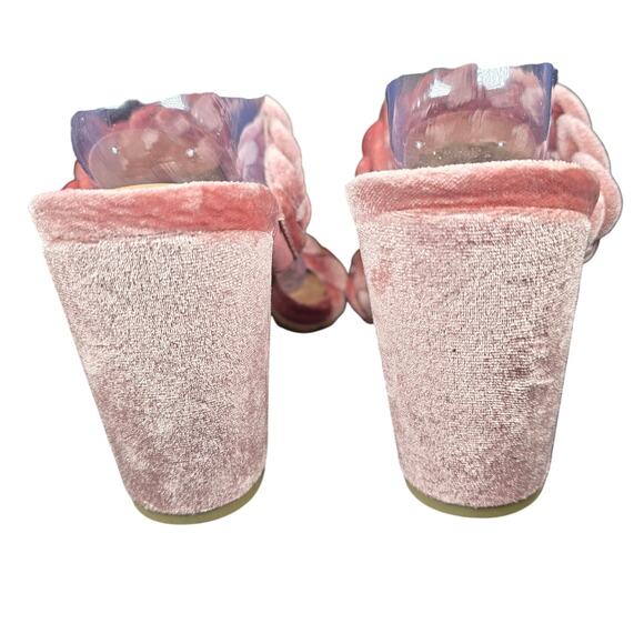 TORRID Pink Chunky Heels Size 8.5 Wide Velvet Braided Heel Sandals Excellent - Picture 5 of 8